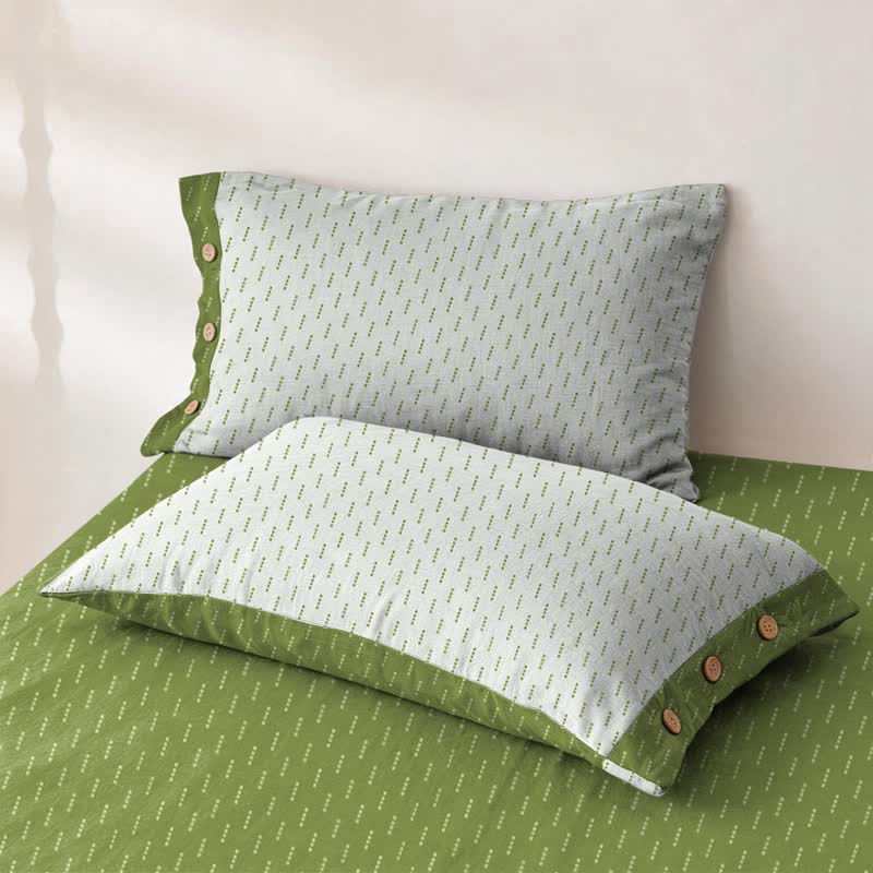 Mini Dot Cotton Double Gauze Bedspread - 2PCS Pillowcases - 19" × 29" - Green - image 19
