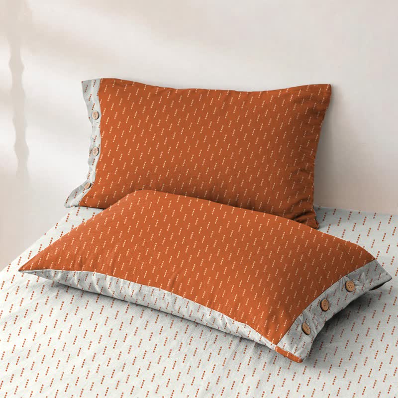 Mini Dot Cotton Double Gauze Bedspread - 2PCS Pillowcases - 19" × 29" - Orange - image 4