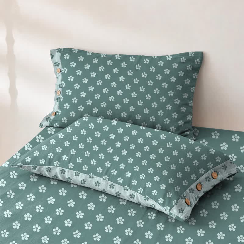 Cherry Blossom Cotton Double Gauze Bedspread - 2PCS Pillowcases - 19" × 29 - image 4