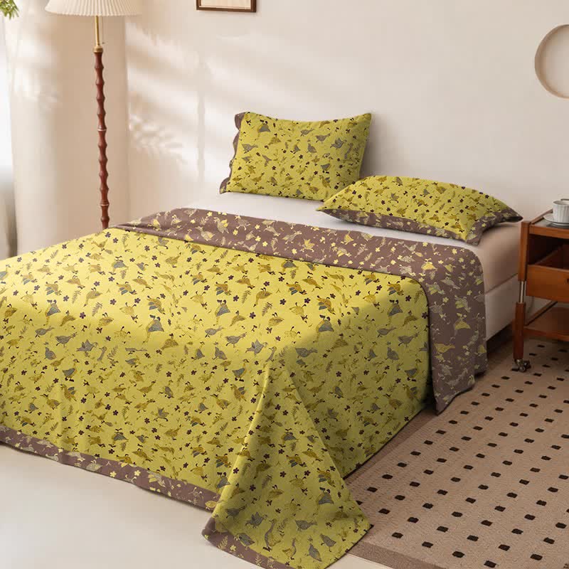 Duck & Floral Cotton Double Gauze Bedspread - image 1