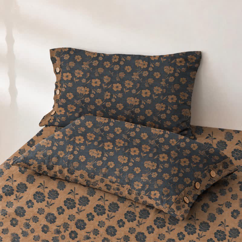 Dark Botanical Cotton Double Gauze Bedspread - 2PCS Pillowcases - 19" × 29" - image 4