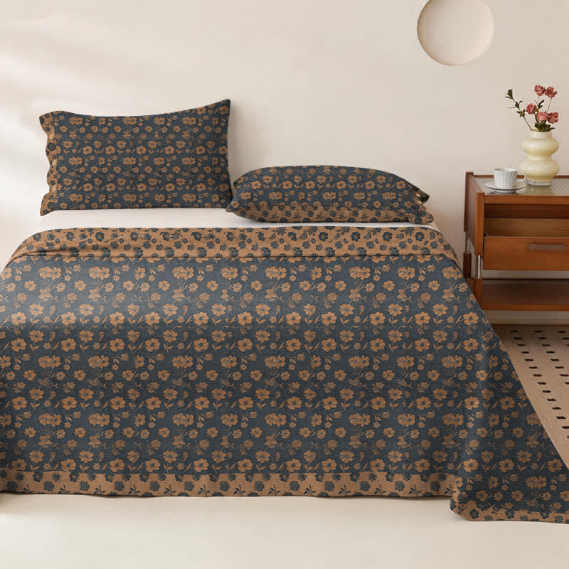 Dark Botanical Cotton Double Gauze Bedspread - Bedspread with 2PCS Pillowcases - King - image 0