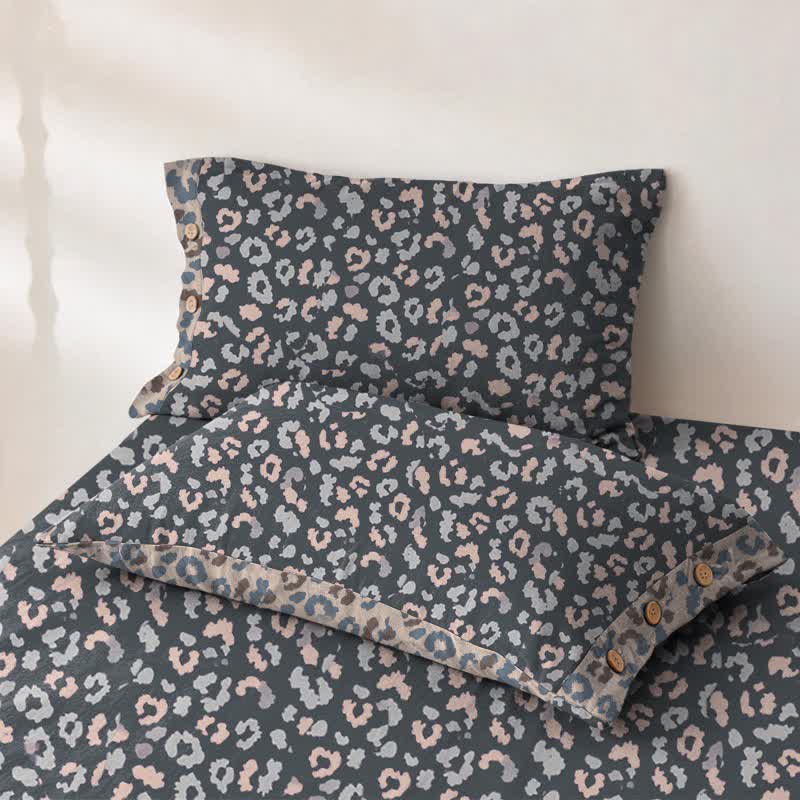 Leopard Print Cotton Double Gauze Bedspread - 2PCS Pillowcases - 19" × 29" - Blue - image 12