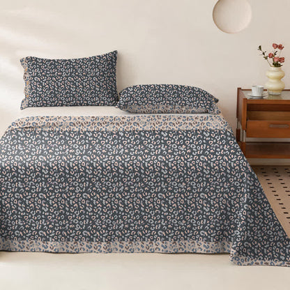 Leopard Print Cotton Double Gauze Bedspread - Bedspread with 2PCS Pillowcases - King - Blue - image 8