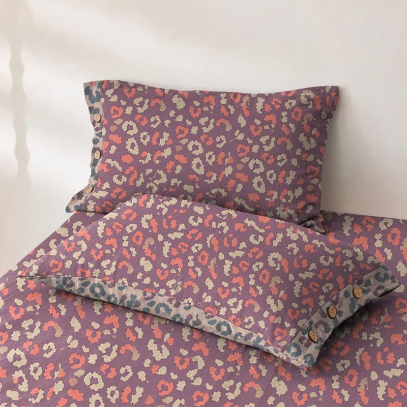 Leopard Print Cotton Double Gauze Bedspread - 2PCS Pillowcases - 19" × 29" - Red - image 4