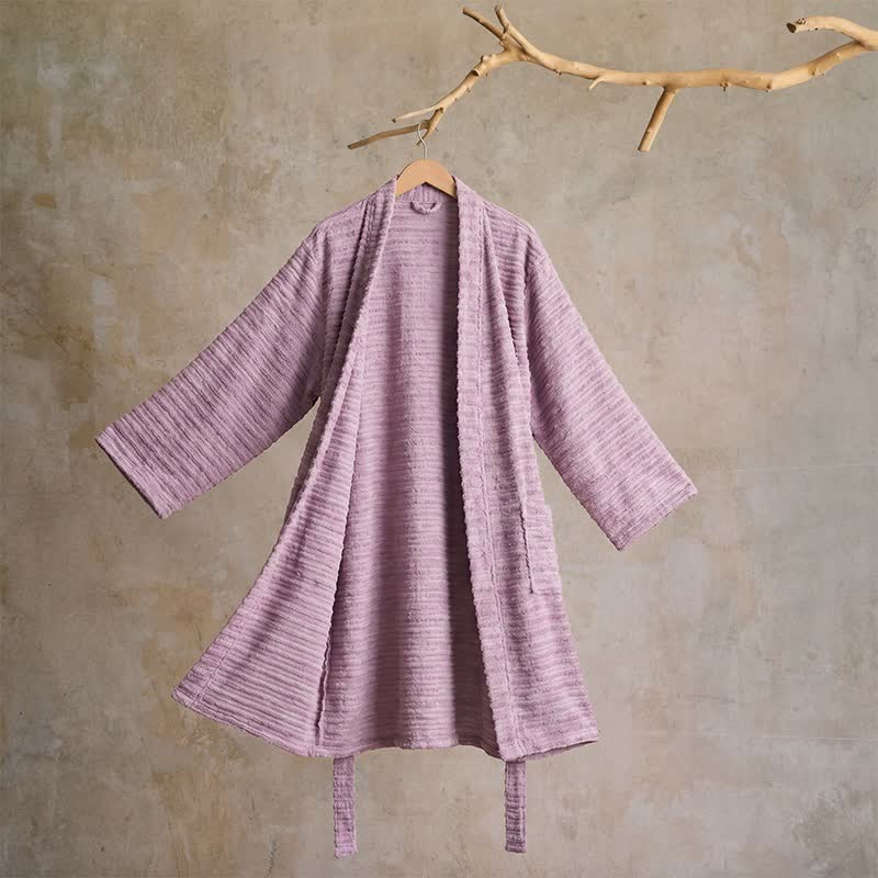 Cotton Waffle Weave Kimono Bathrobe - Purple - XL - image 0