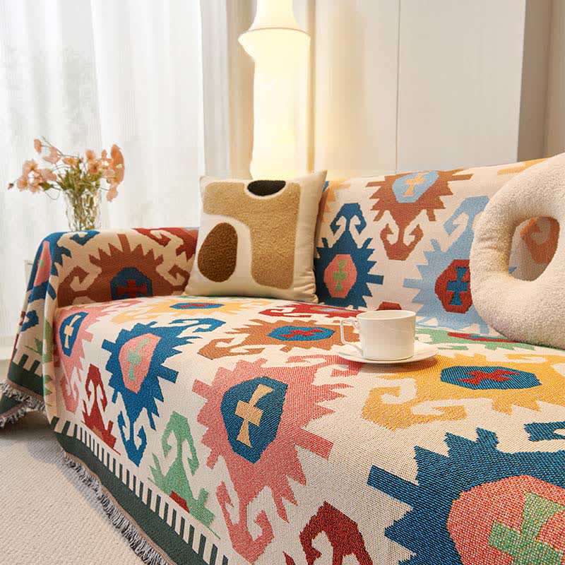Boho Geometric Tassel Sofa Protector - image 0