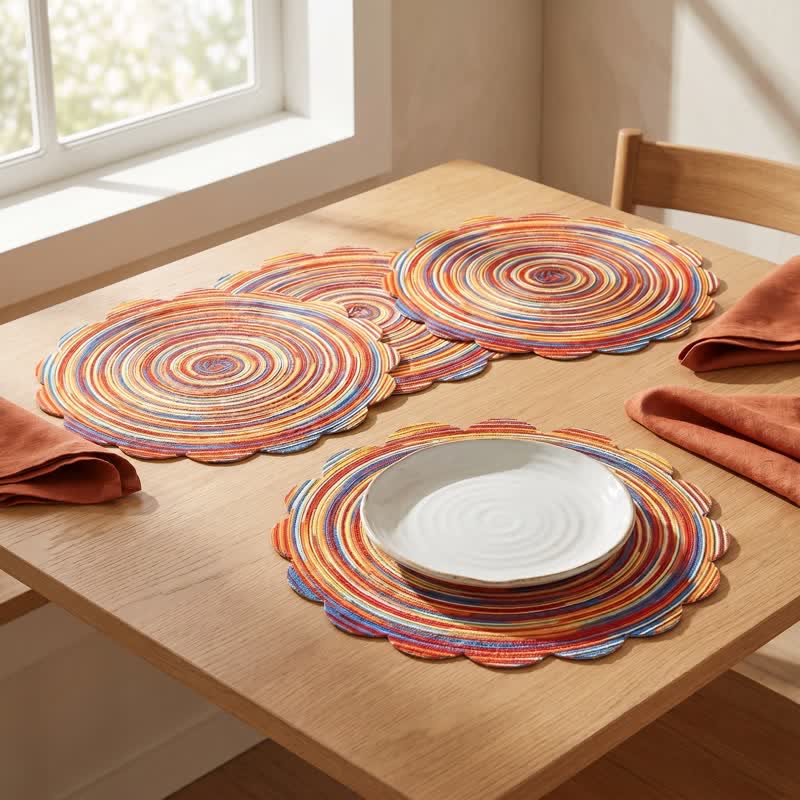Nordic Retro Rainbow Woven Linen Placemats - image 3