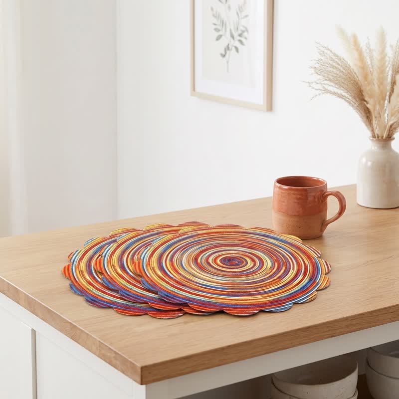 Nordic Retro Rainbow Woven Linen Placemats - image 1