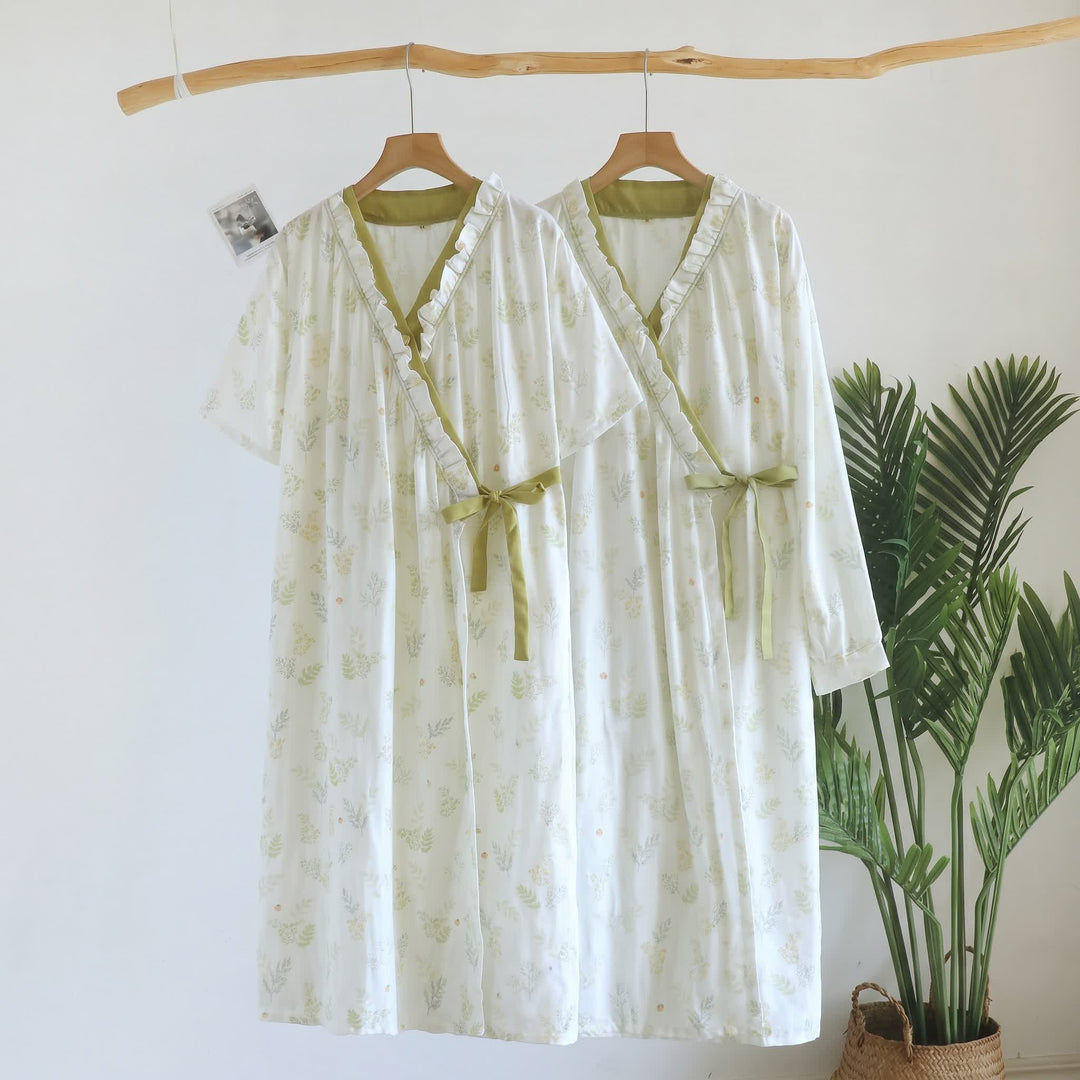 Forest Herbarium Cotton Gauze Yukata Dress - image 0