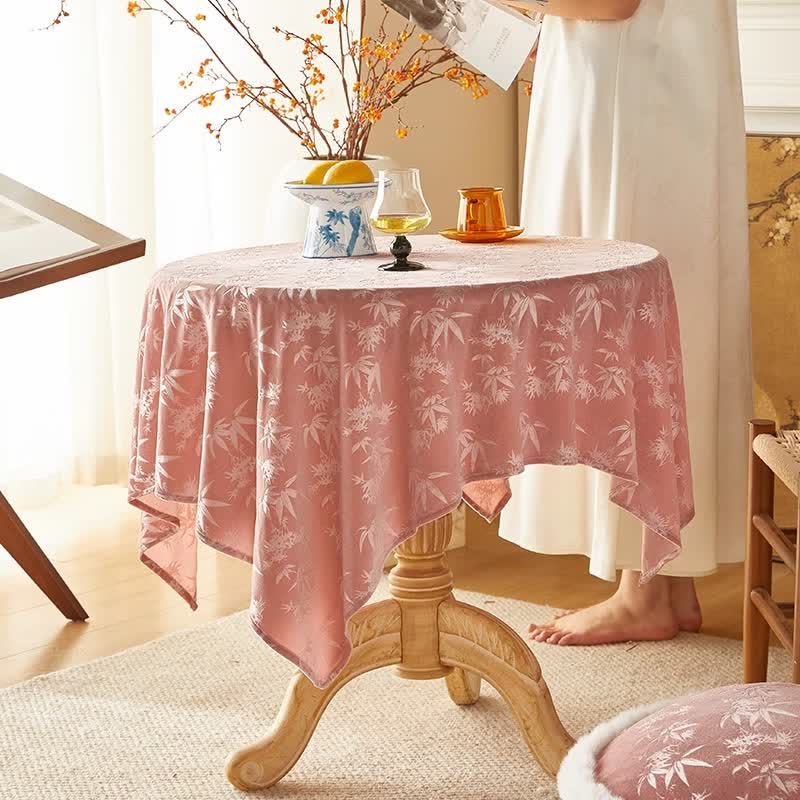 Pink Elegant Bamboo Jacquard Tablecloth - Pink - 55" x 87" - image 0