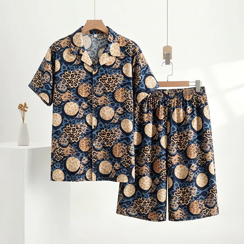 Navy Leopard Print Loungewear Set - Navy - 5XL - image 0