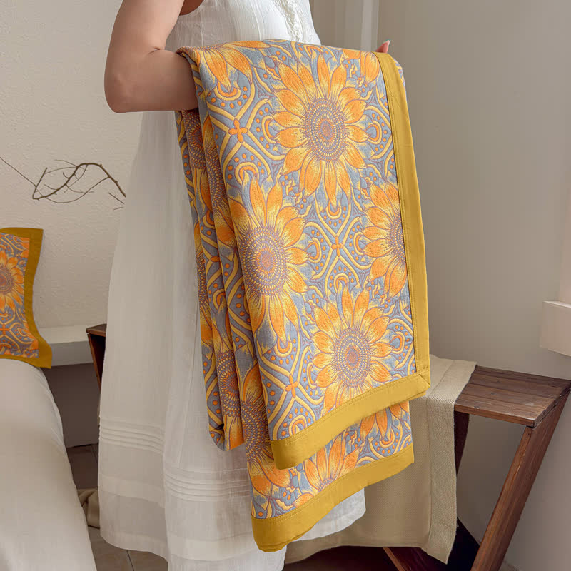 Ownkoti Boho Sunflower 3-Layer Muslin Cotton Quilt - image 11
