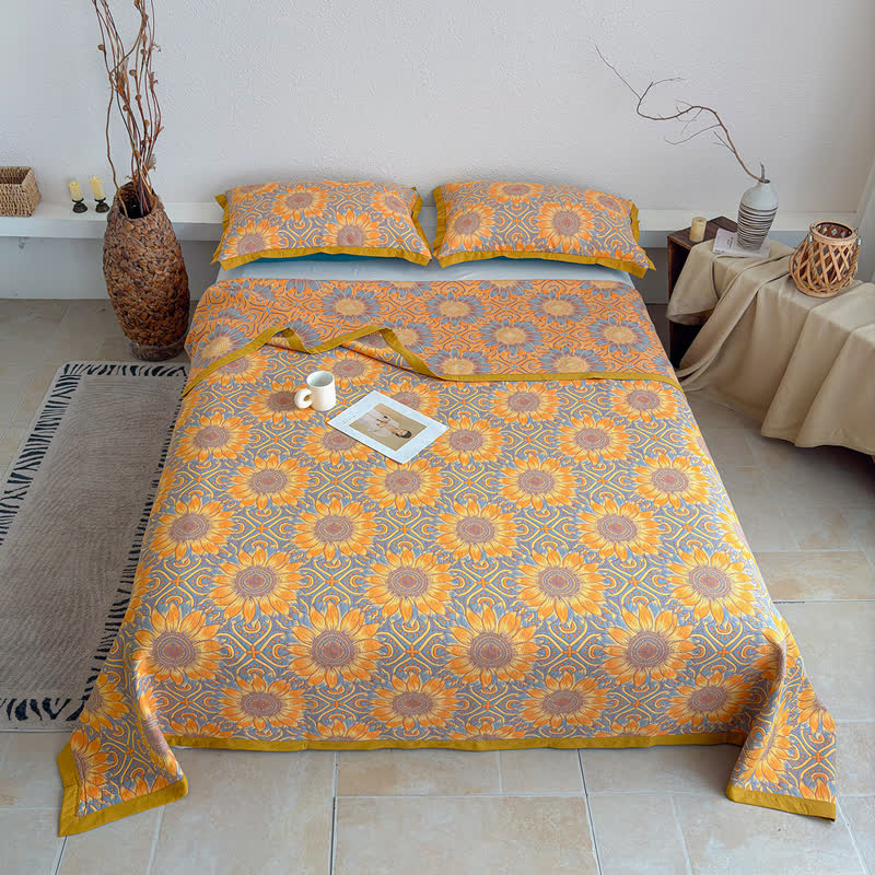 Boho Sunflower 3-Layer Muslin Cotton Quilt - image 6