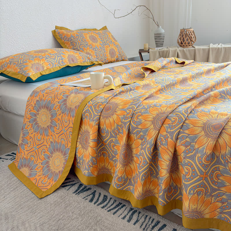 Ownkoti Boho Sunflower 3-Layer Muslin Cotton Quilt - image 7