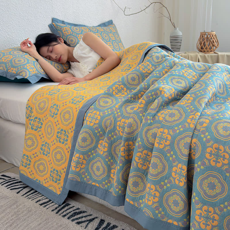 Boho 3-layer Muslin Reversible Bedspread Quilt - 2PCS Pillowcases - 19" x 29" - image 0