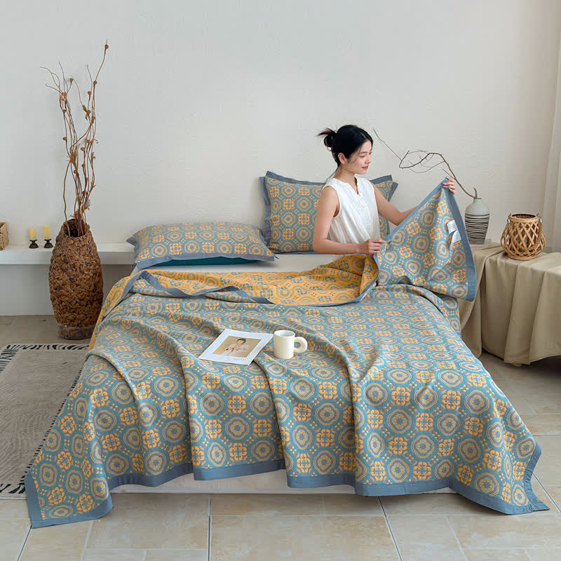 Ownkoti Boho 3-layer Muslin Reversible Bedspread Quilt - image 1