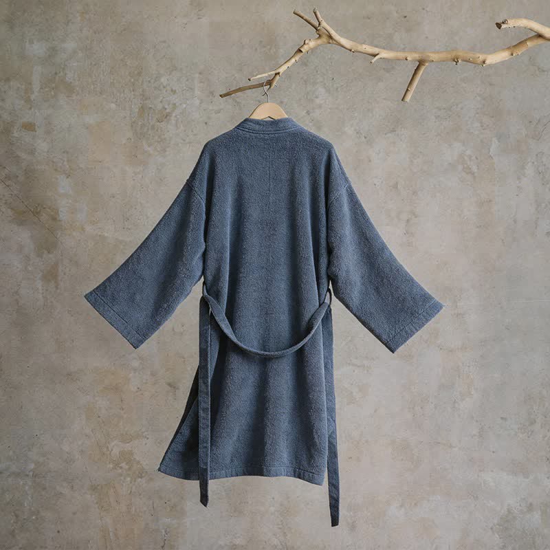 Unisex Solid Cotton Kimono Bathrobe - image 17