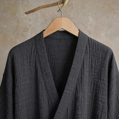 Solid Unisex Cotton Gauze Kimono Robe - image 17