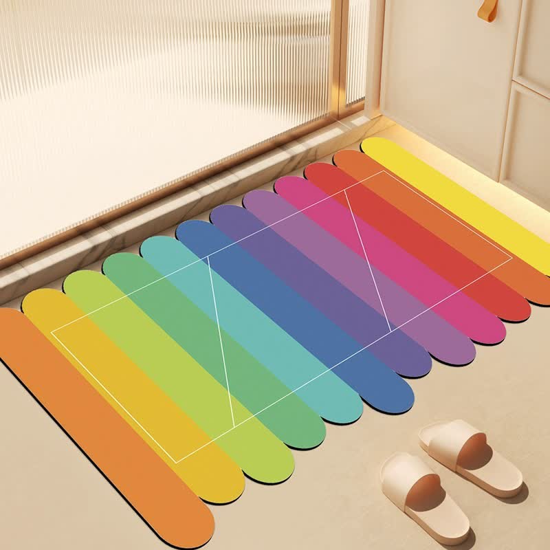 Ownkoti Modern Rainbow Stripe Diatom Mud Bath Rug - 31'' × 47'' - A - image 0
