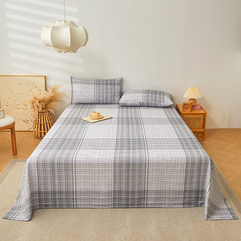 Elegant Gray Plaid Pure Cotton Bedspread - Gray - 2PCS Pillowcases - 19" x 29" - image 1