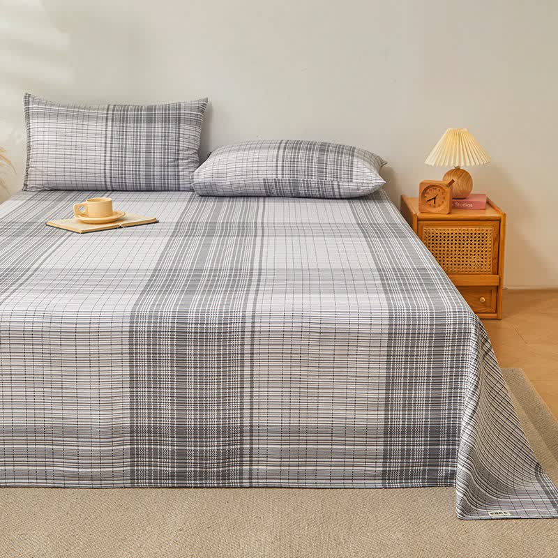 Elegant Gray Plaid Pure Cotton Bedspread - image 2