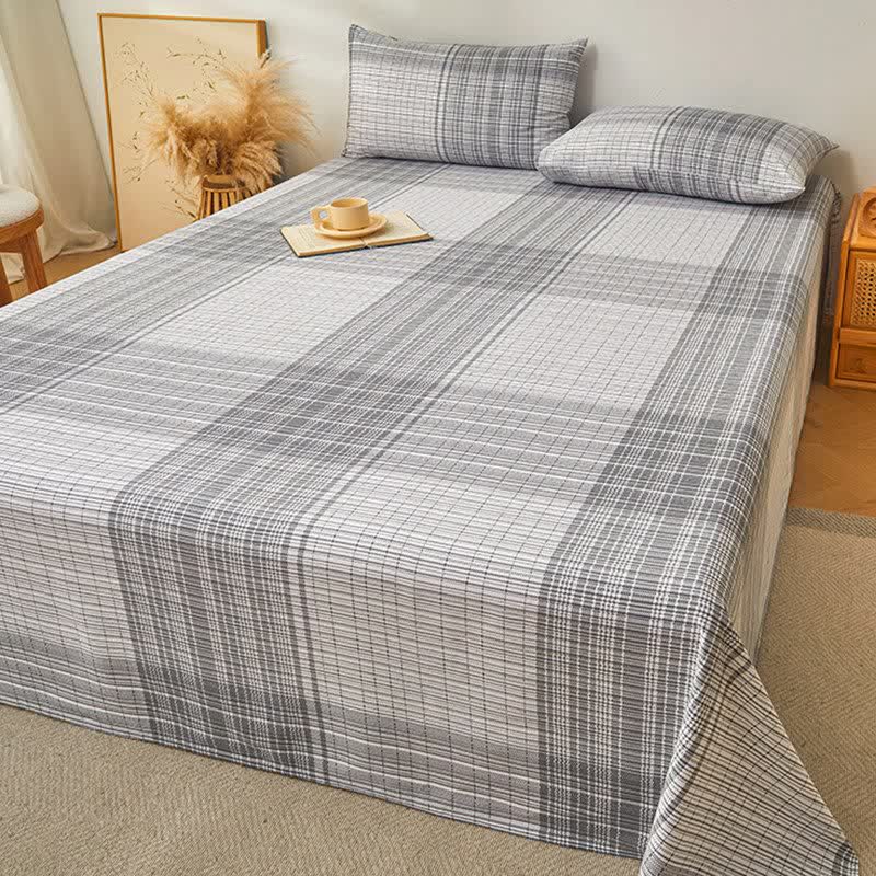 Elegant Gray Plaid Pure Cotton Bedspread - image 0