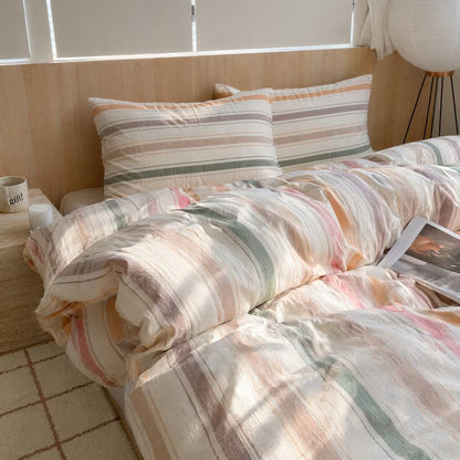 Nordic Soft Multicolor Stripe Cotton Bedding Set - image 2