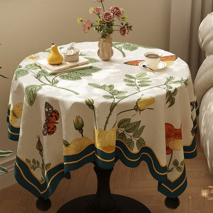 Botanical Butterfly Print Pom-Pom Tablecloth - Multicolor - 55" x 87" - image 0
