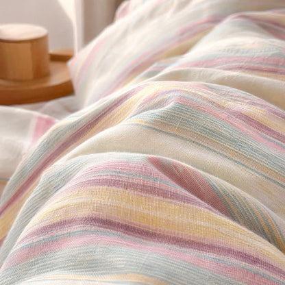 Soft Pastel Multicolor Stripe Cotton Bedding Set - image 4