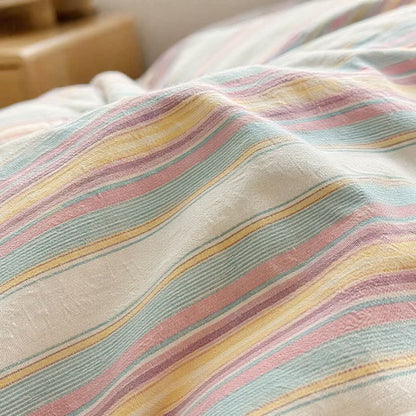 Soft Pastel Multicolor Stripe Cotton Bedding Set - image 5