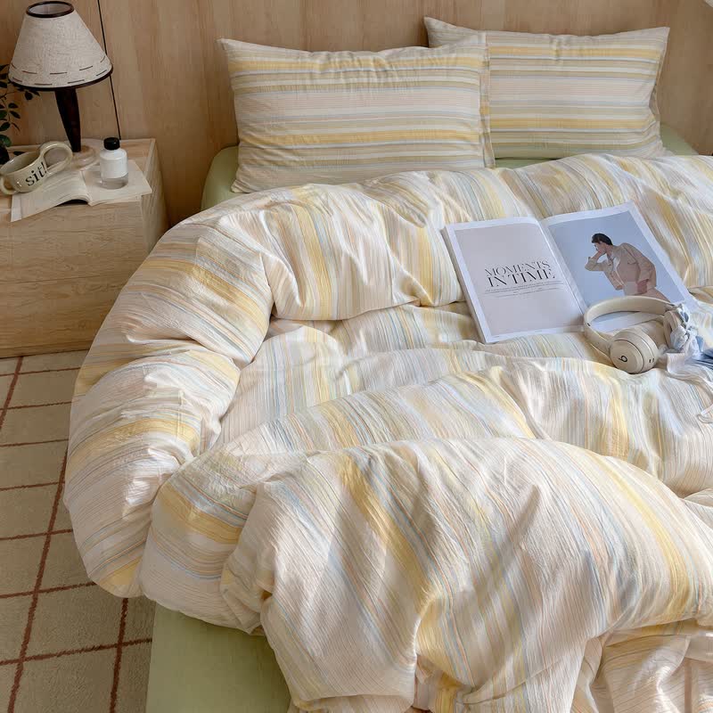 Nordic Multicolor Stripe Washed Cotton Bedding Set - image 3