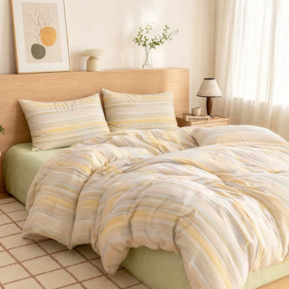 Nordic Multicolor Stripe Washed Cotton Bedding Set - image 0