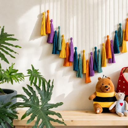 Handwoven Cotton Rainbow Tassel Garland Decor - image 4