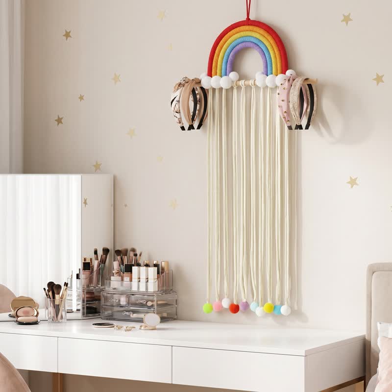 Handmade Nordic Rainbow Tassel Wall Hanging - White - 30'' × 12'' - image 4