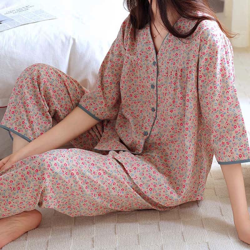 Rutsic Floral Cotton Women's Pajama Set - image 2
