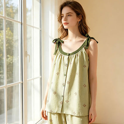 Cotton Gauze Bow Strap Pajama Set - image 10