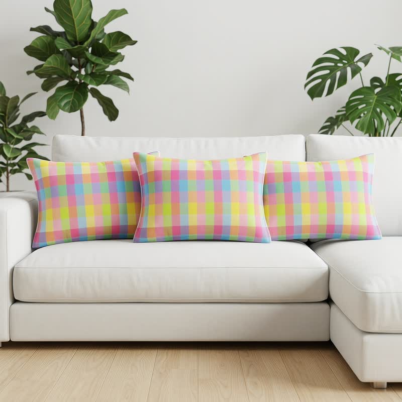 Candy Plaid Rectangular Cotton Gauze  Pillowcases - image 3