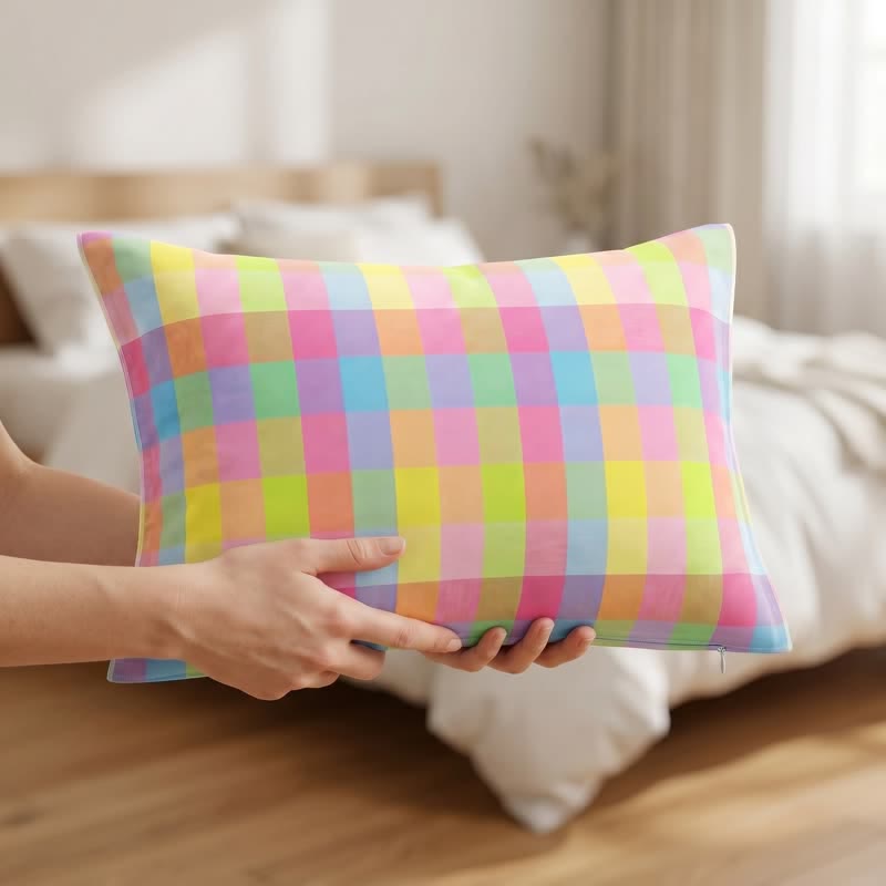 Candy Plaid Rectangular Cotton Gauze  Pillowcases - image 5
