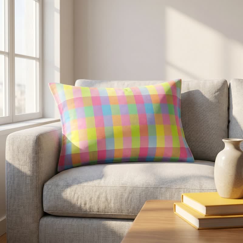Candy Plaid Rectangular Cotton Gauze  Pillowcases - image 1
