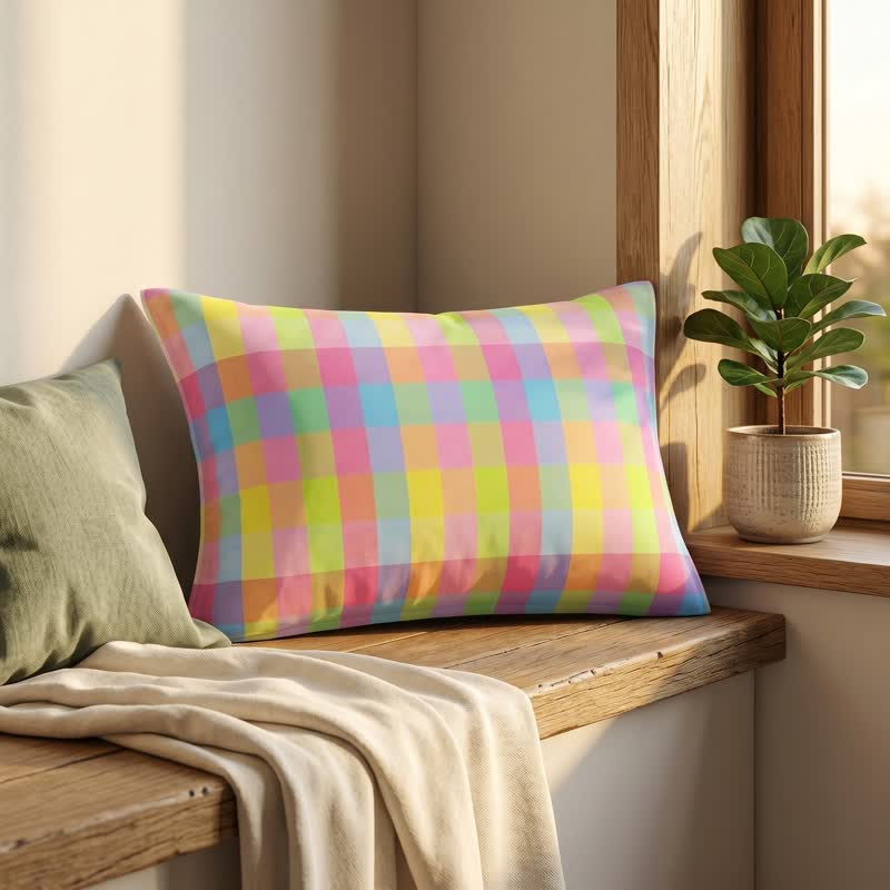 Candy Plaid Rectangular Cotton Gauze  Pillowcases - image 4