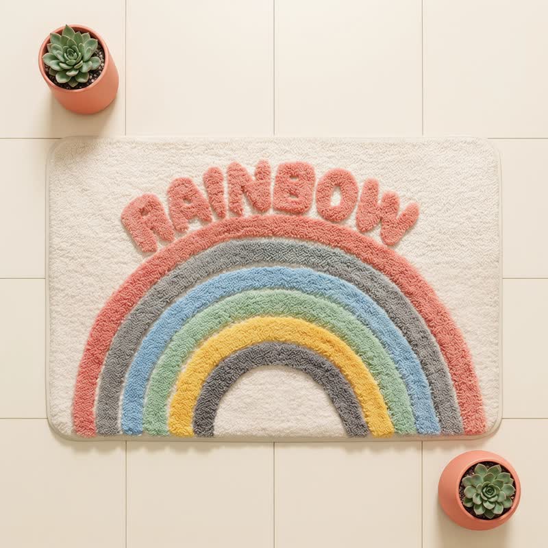Modern Rainbow Plush Bath Rug - image 1