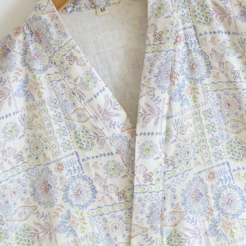 Ethnic Vintage Floral Cotton Kimono Robe - image 8