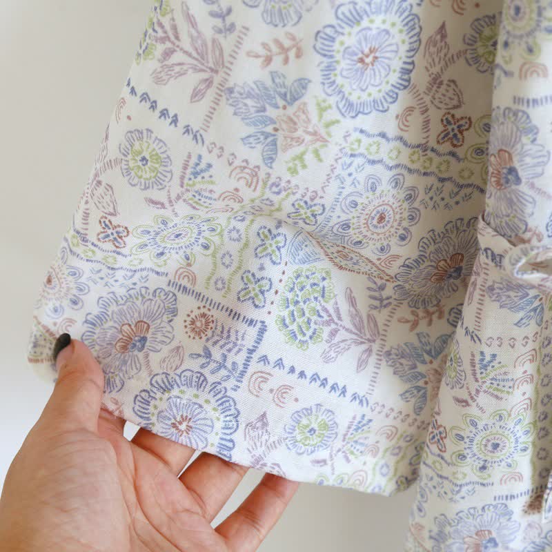 Ethnic Vintage Floral Cotton Kimono Robe - image 9