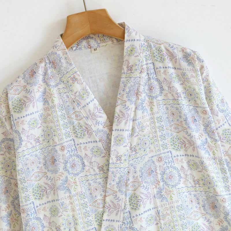 Ethnic Vintage Floral Cotton Kimono Robe - image 7