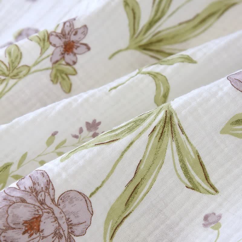 Violet Floral Cotton Kimono Robe - image 7