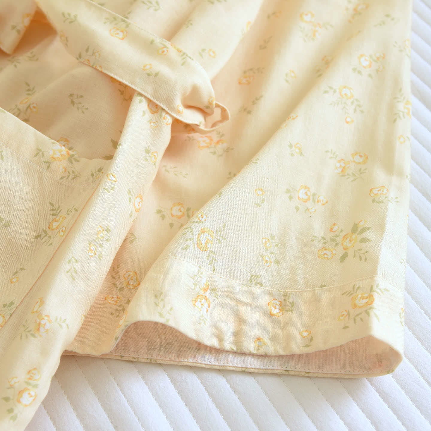 Yellow Botanical Cotton Gauze Kimono Robe - image 6