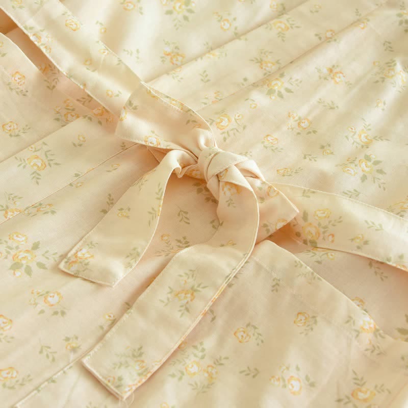 Yellow Botanical Cotton Gauze Kimono Robe - image 7