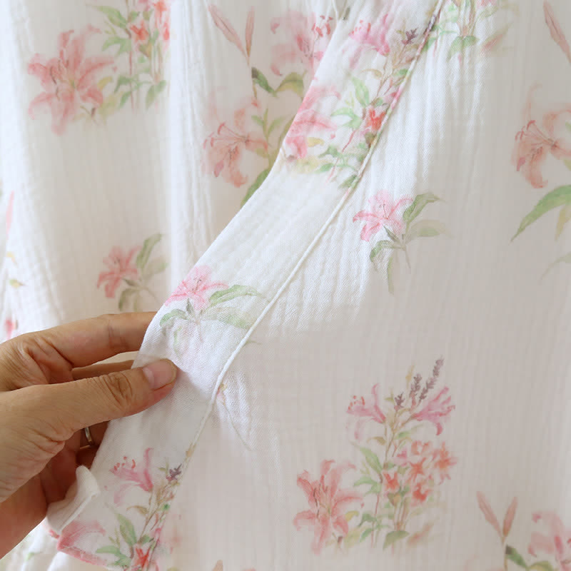 Pink Floral Pure Cotton Kimono Robe - image 7
