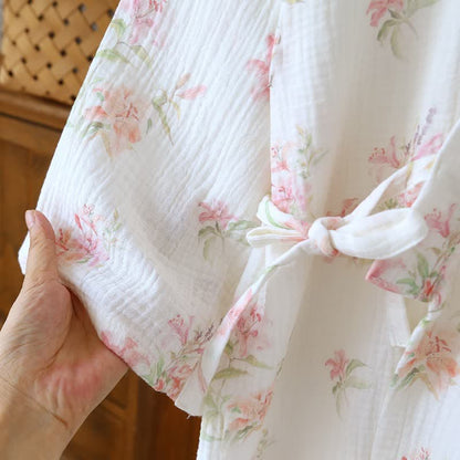 Pink Floral Pure Cotton Kimono Robe - image 6